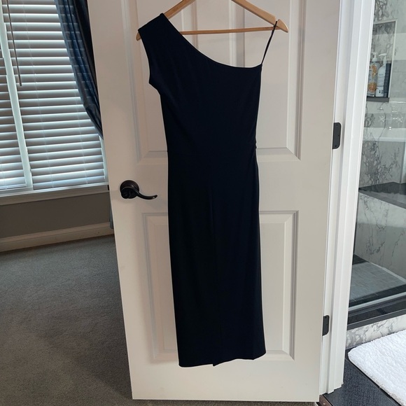 $1470 Michael Kors Collection NEW Black One Shoulder Sheath Dress Elegant Size 4 - Picture 7 of 7